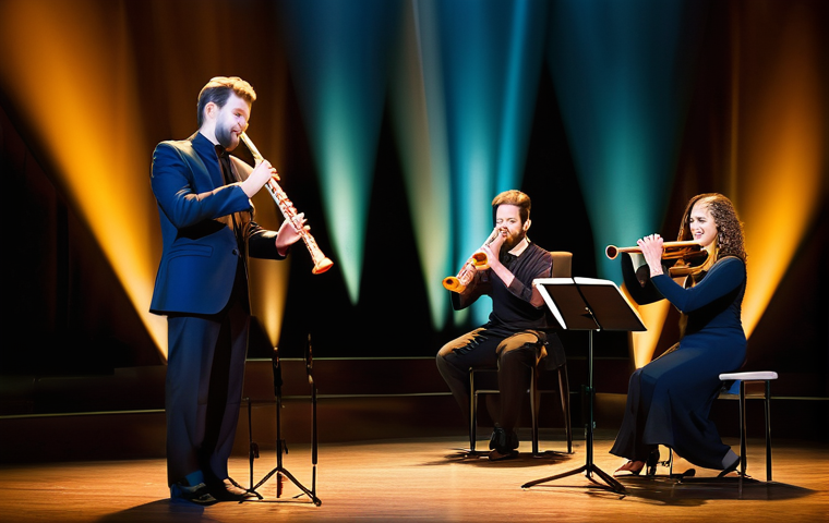 목관 악기 앙상블 - **"A tranquil, sun-dappled forest scene featuring a young woman (no older than 18) sitting peacefull...