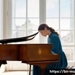 바로크 음악 스타일 - **The Serenity of Baroque Echoes**
    A highly detailed, realistic oil painting depicting a person ...