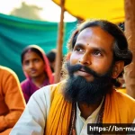 전통 악기 연주 기법 - **Prompt:** "A captivating image of a serene Bengali folk musician (Baul) in traditional, modest att...
